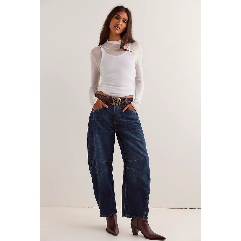 Free People Dark Blue Straight Leg Pants